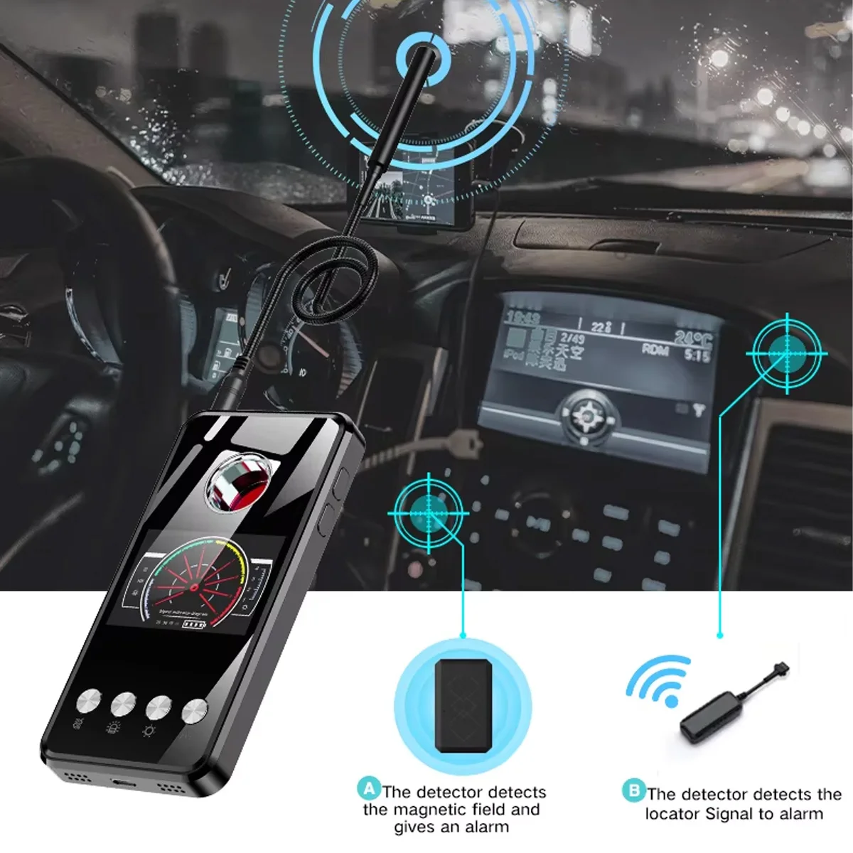 Advanced M8000 RF Signal Detector, German Chip for High Sensitivity, 20-45 Hours Continuous Use with Magnetic Field Detection