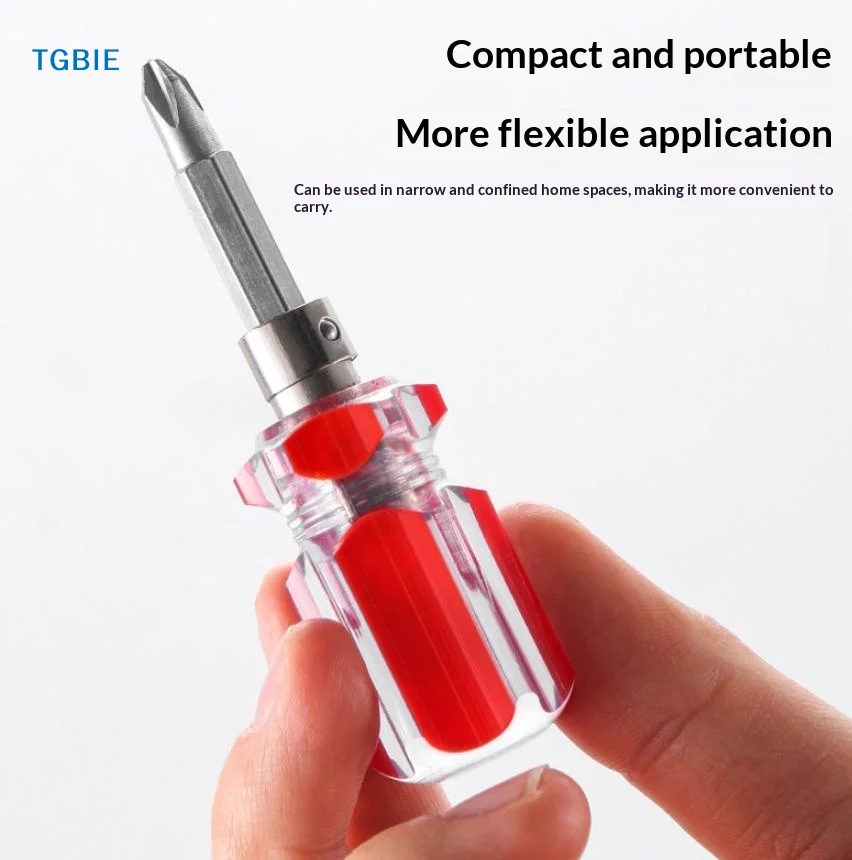 [TL]2pcs  Screwdriver Transparent Head Mini Small Portable Radish Head Handle With Flat Head Slotted  Cross Repair Hand Tool