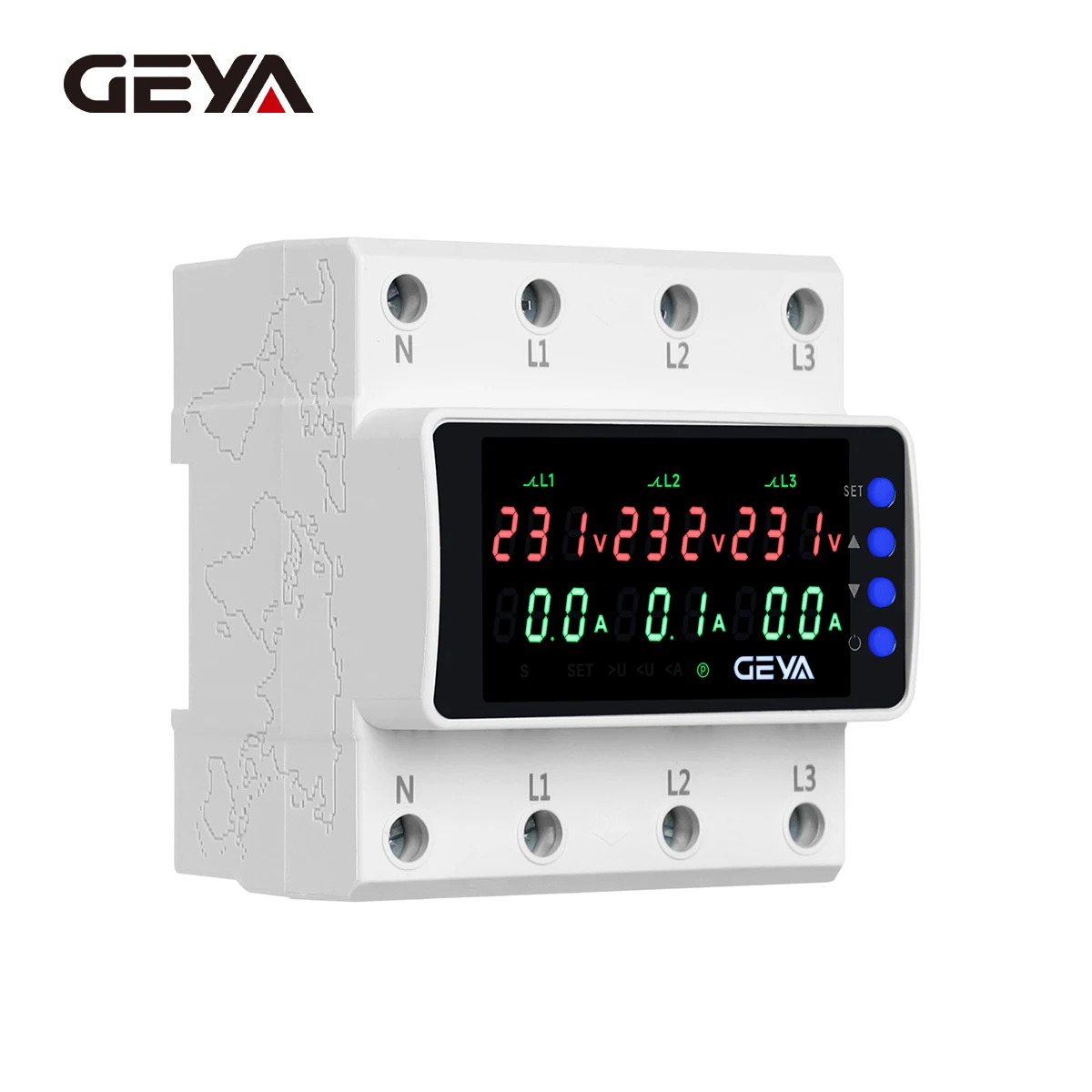 100A 3 Phase 4-wire 4P Adjustable Over Voltage and Under Voltage Protective Device Protector Relay With Over Current Protection
