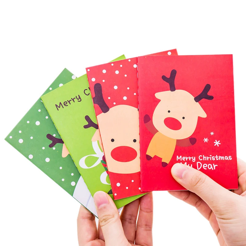 Christmas Notebooks Pocket Notepads Cute Cartoon Christmas Santa Claus Elk Tree School Office Stationery Student Kid Child Prize
