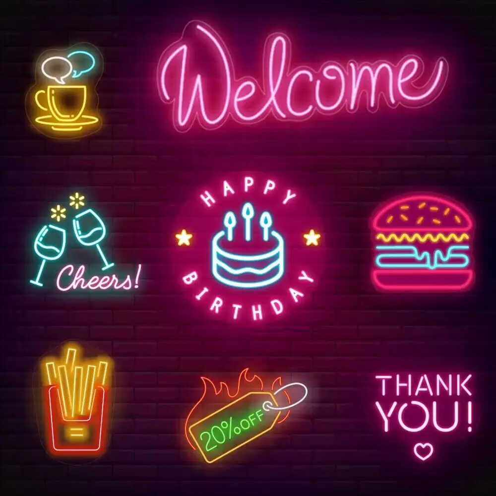 Rush Servive neon letter custom Acrylic led neon sign wall amounted adapter dropshipping for living room bar club decoration