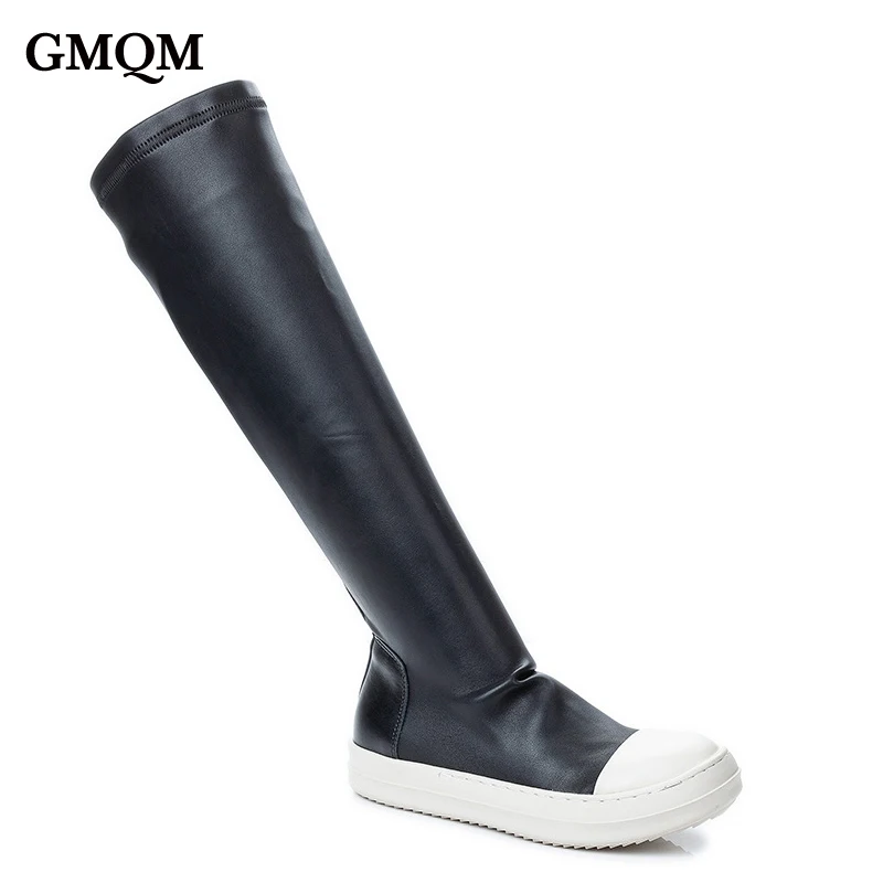 GMQM New Fashion Women\'s Long Boots Over The Knee Boots New Platform 2023 Slim Thigh High Boots Round Toe Slip-On Walking Shoes