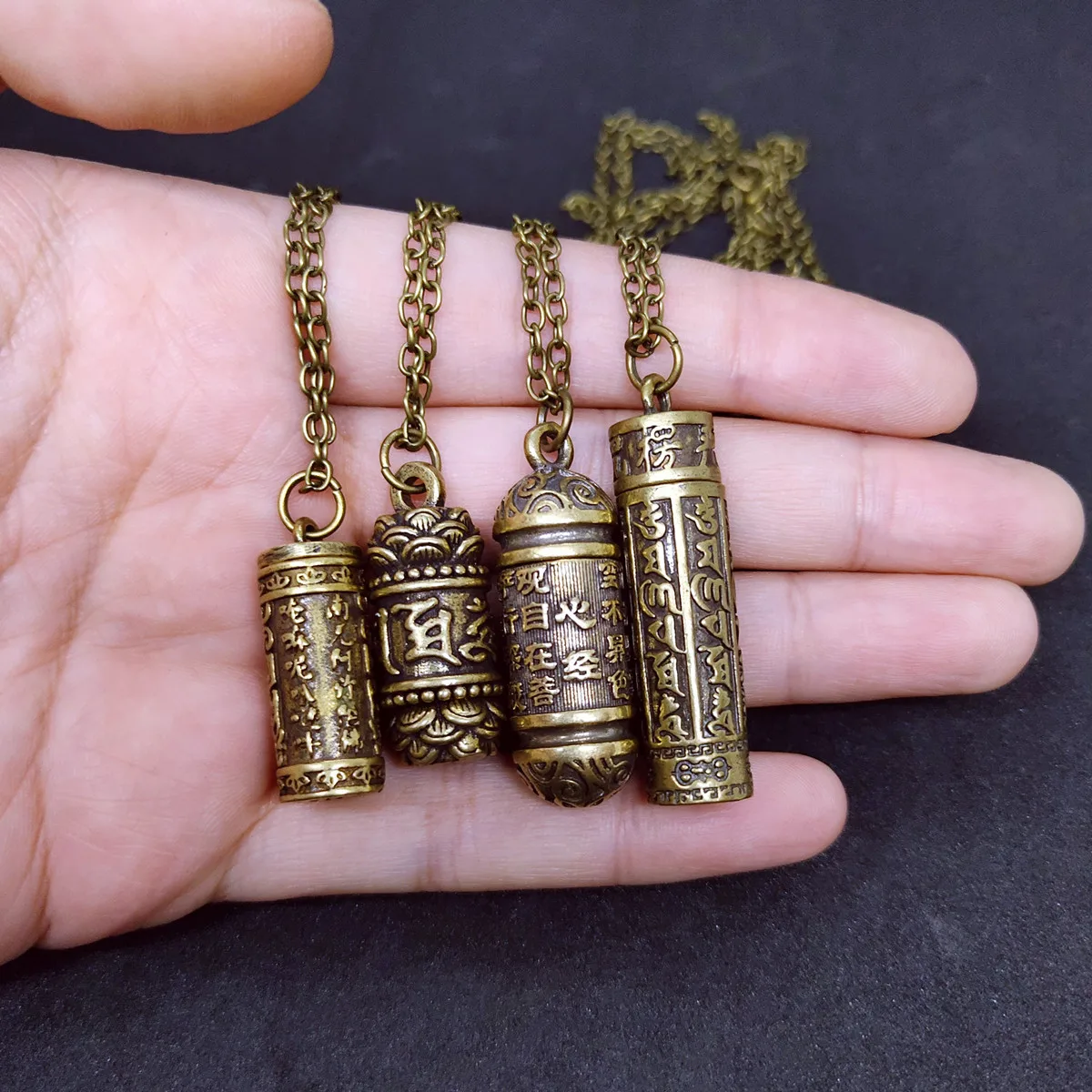 Mini Brass Spoon Jar Accessories Pendants Locket Sanskrit Mantra Embossed Necklace Urn necklace Charm Memorial Jewelry