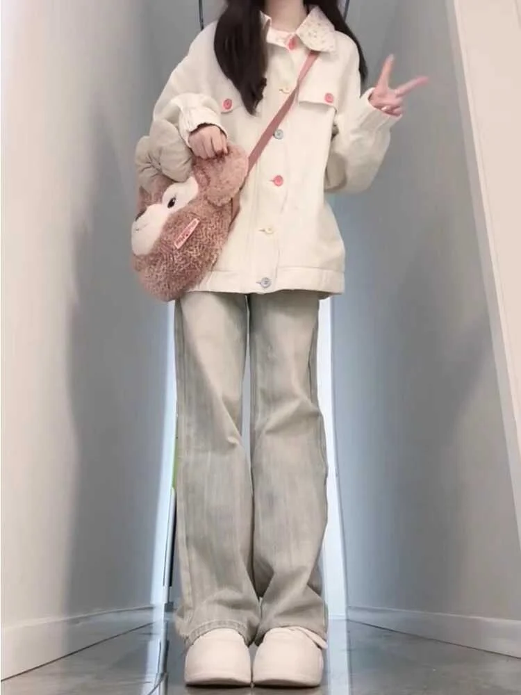 

Винтажные японские женские свободные повседневные джеты, осень 2024, новинка кино, бейсбол, orm Top Long Sve Button up