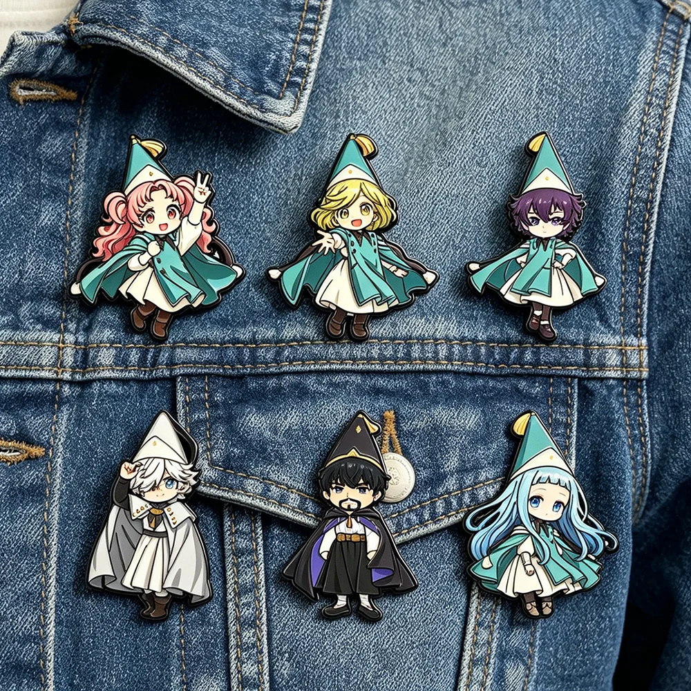6pcs Witch Hat Enamel Pin Set for Magic Boys & Girls Qifrey Coco Agott Tetia Olruggio Anime Brooch Collection Cosplay Badge