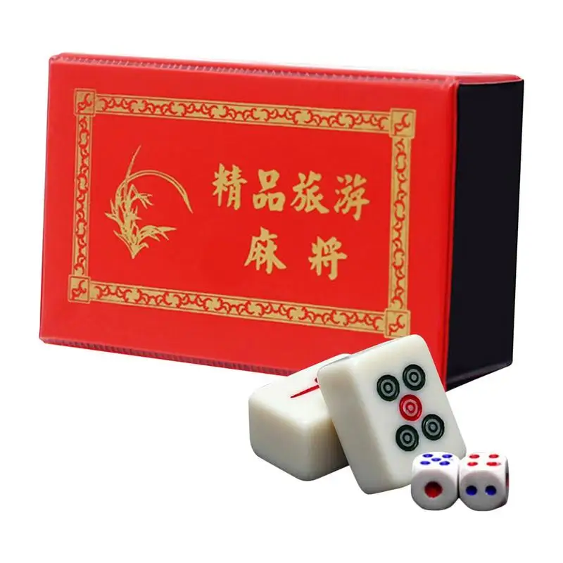 144 Pcs Mini Mah Jong Tile Set For Party Playing Traditional Easy Carry Toys Set For Chinese Style Game Play Mahjong Game