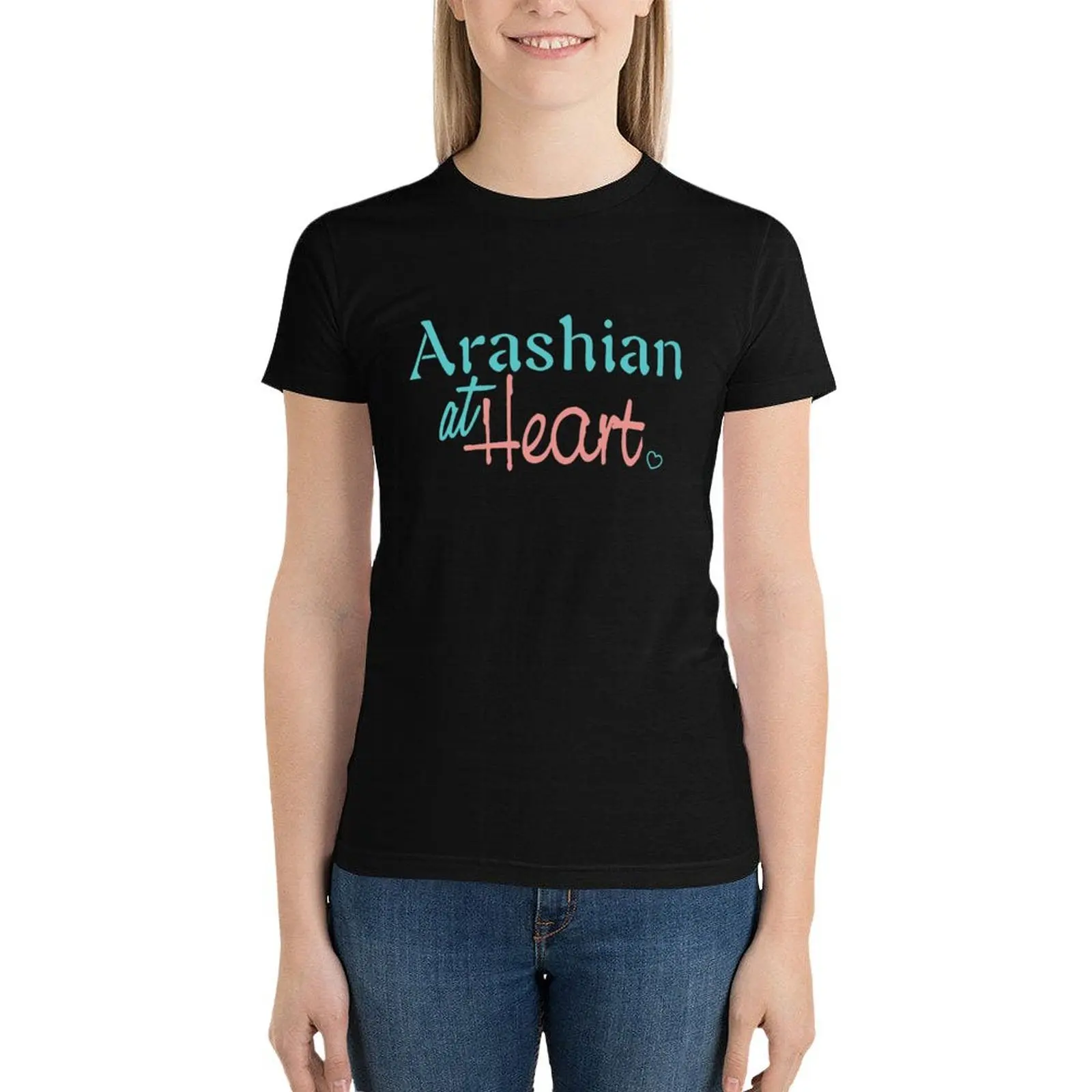 Arashian-T-shirt noir pour femme, haut d'été, mignon, médication