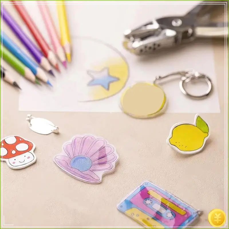 229 Piece Shrink Plastic Sheet Set, Shrink Paper Keychain Kit With 20 Sheets Of Shrink Paper, Hole Punch And Keychain