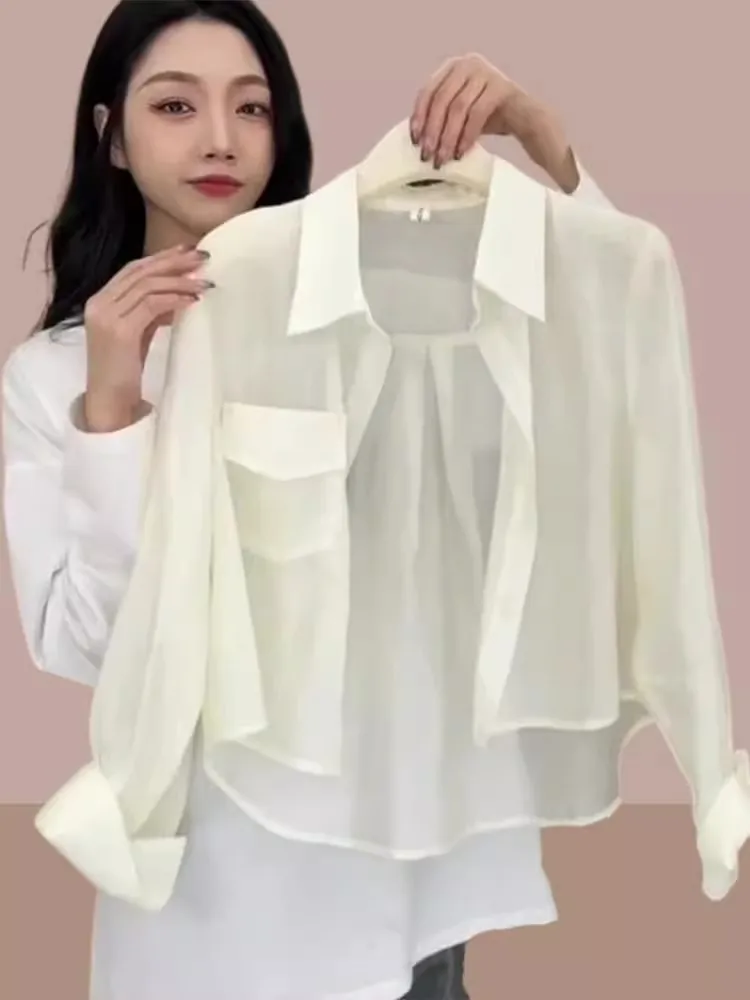 

Стильный короткий женский летний тонкий кардиган с защитой от солнца и платье на бретельках: комплект из двух предметов для миниатюрных женщин