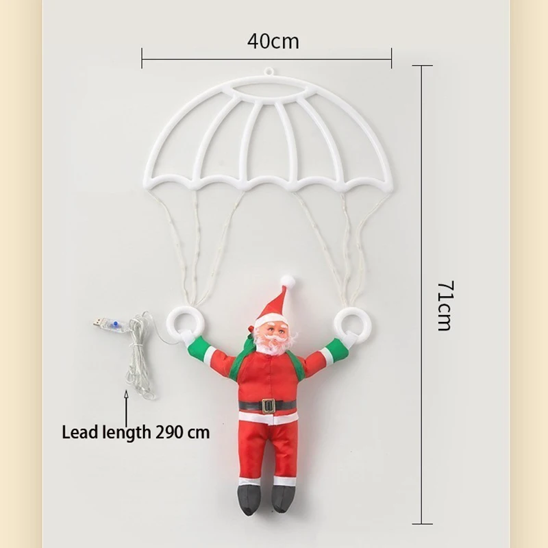 LED lumière décorative de noël Parachute père noël lumière pour fenêtre intérieure porte jardin mur arbre de noël décor lampe étanche