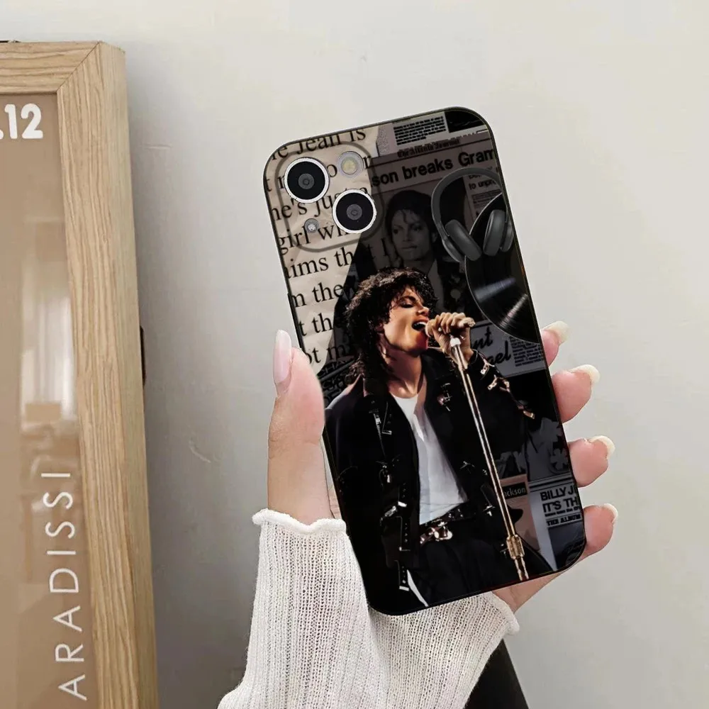 M-Michael J-Jackson Capa de telefone para iPhone 15,14,13,12,11 Plus,Pro,Max,XR,XS,X,7,8 Plus, SE, Mini Silicone Macio