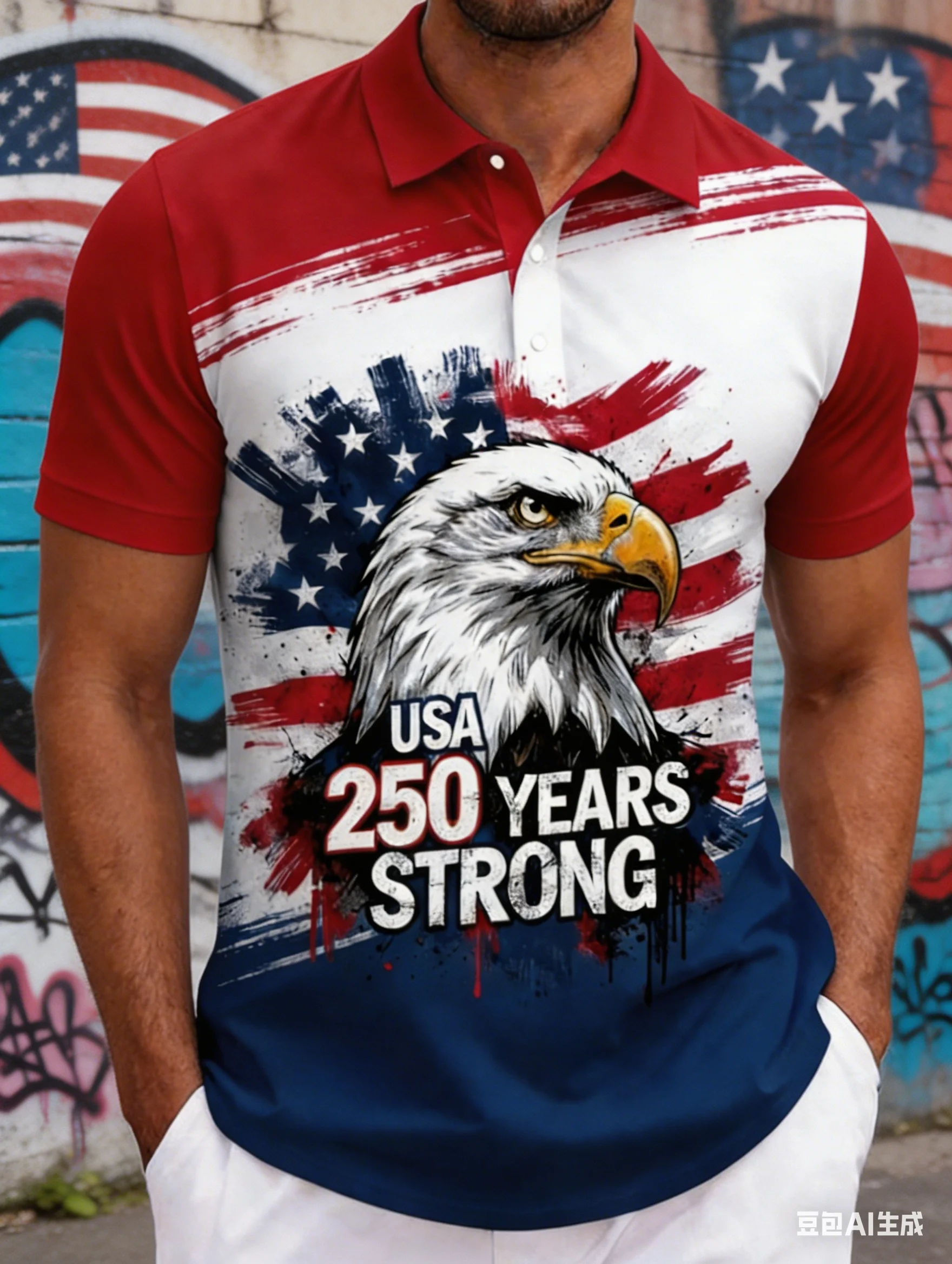 

Men's USA 250 Years Of Freedom Polo Shirt 3D Print Cowboy Horse USA Flag Patriotic Short Sleeve Casual Top