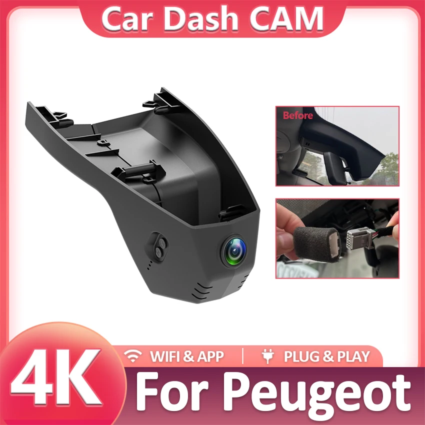 4K HD Plug And Play WIFi Car DVR Video Recorder OEM For Peugeot 508 2nd Gen 508SW PSE 508 SW Sport 2022 2021 2020 2019 Dash Cam