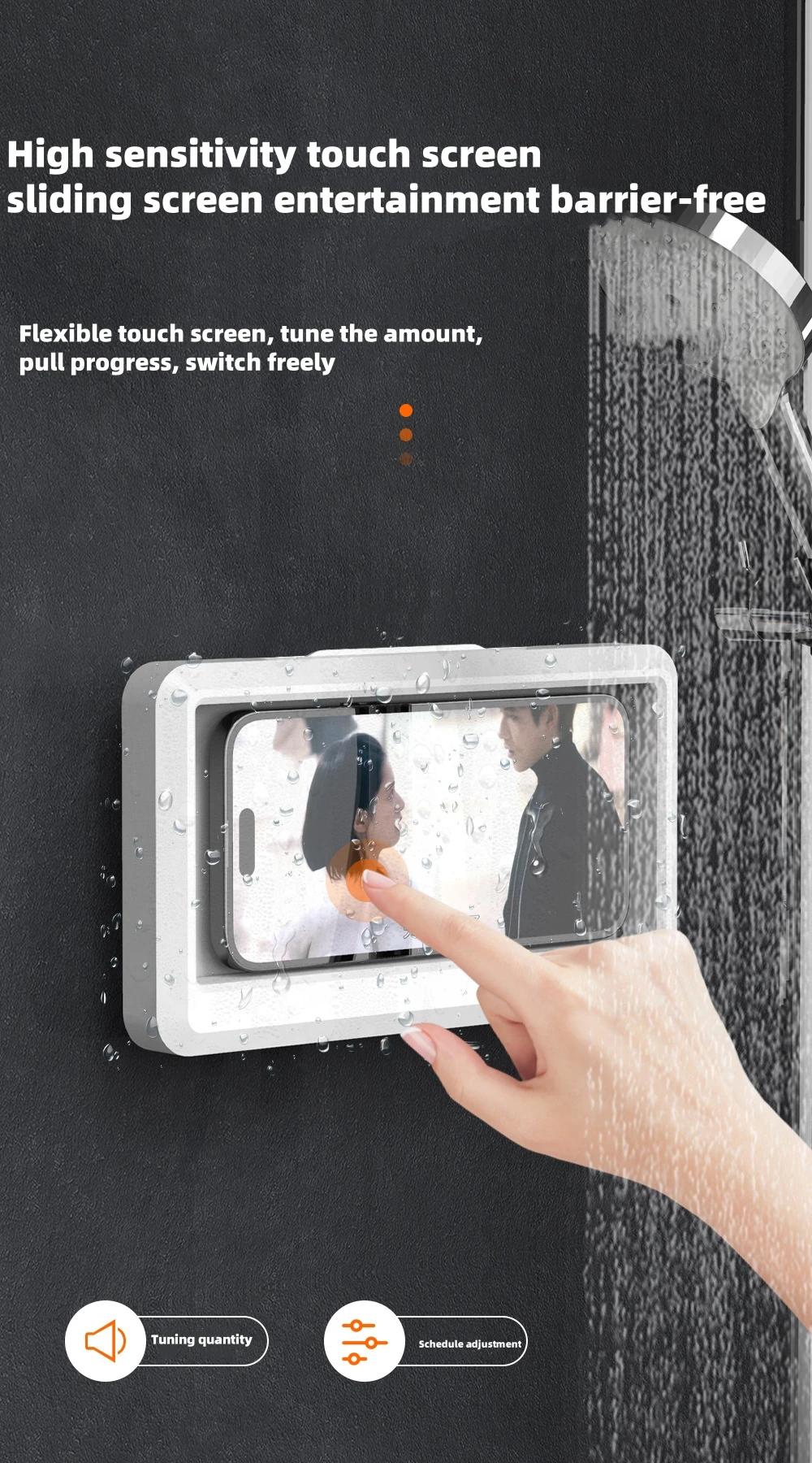 Bathroom Waterproof Phone Holder Home Wall Phone Case Stand Box Self-adhesive Touch Screen Phone Bracket Shower Sealing Storage image 6