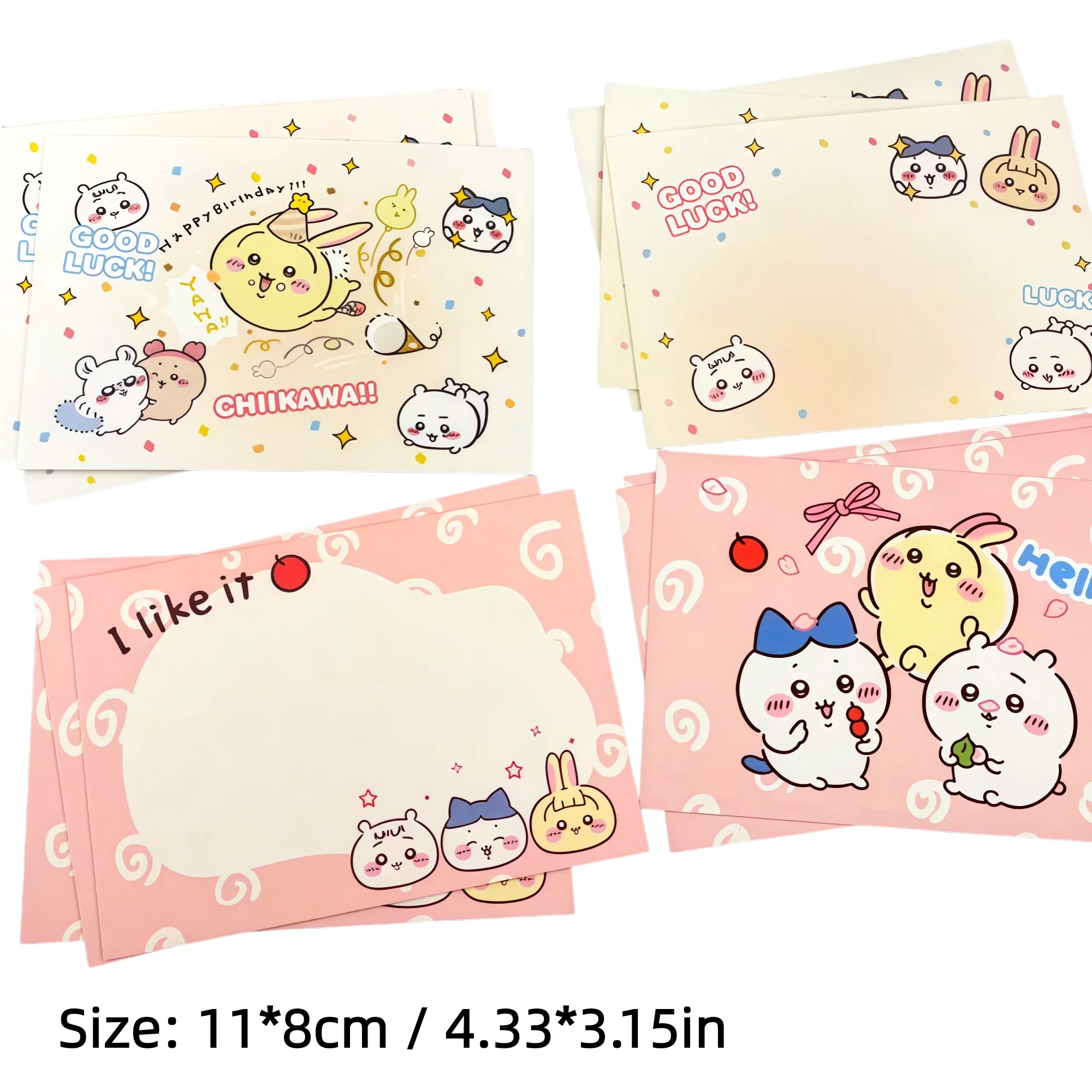 20Pcs Chiikawa Greeting Cards Hachiware Usagi Chiikawa Handwritten Message Cards Birthday Festival Wishing Note Card