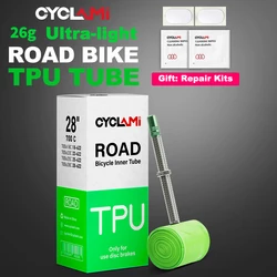 CYCLAMI 26 Grams Ultralight Bike Inner Tube 700C 18 25 28C Road Bicycle Tire TPU Material French Valve Super Light Cycling