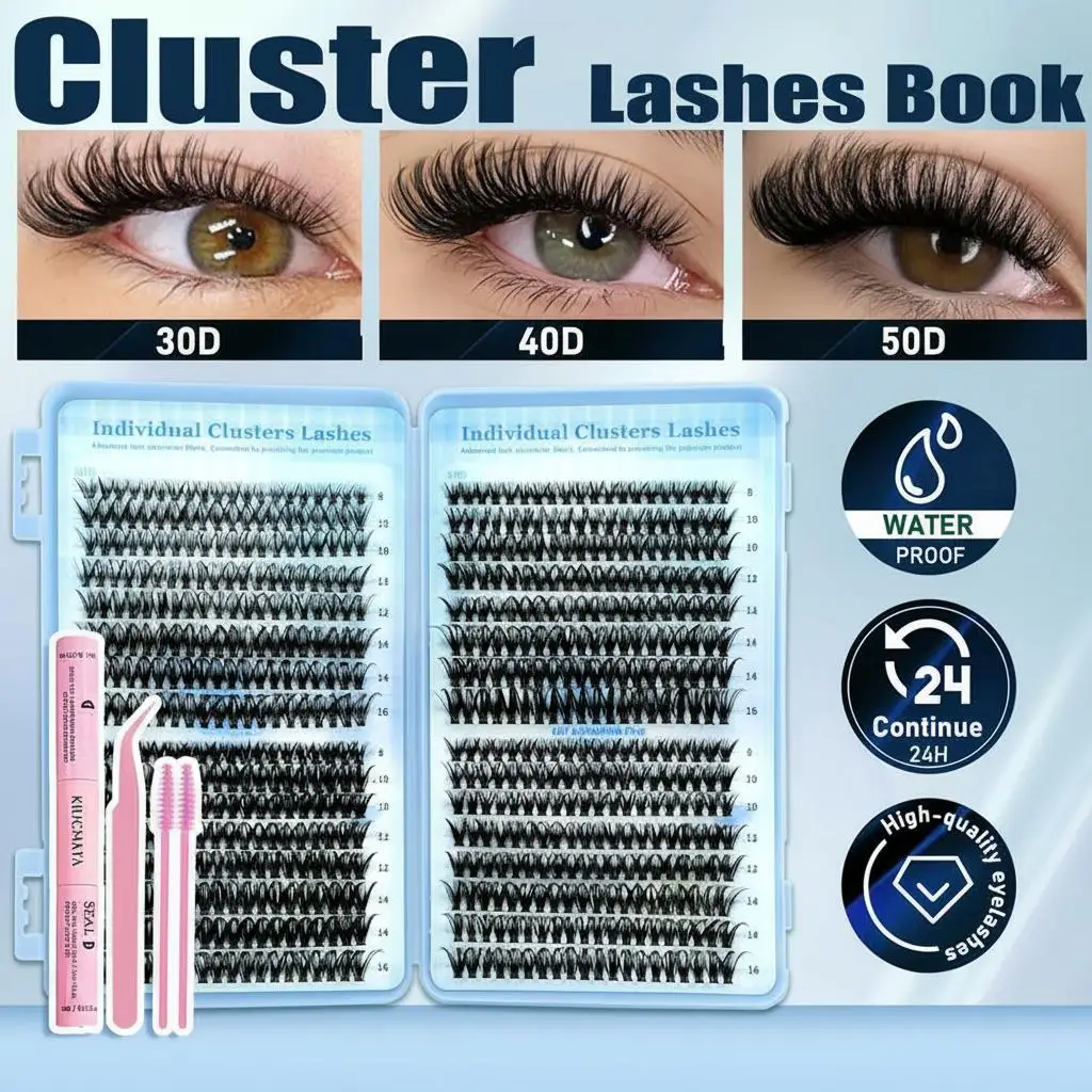 30-50D False Eyelashes Book Large Capacity DIY  Fluffy Wispy Eyelash Extension European and American Style Makeup Tool