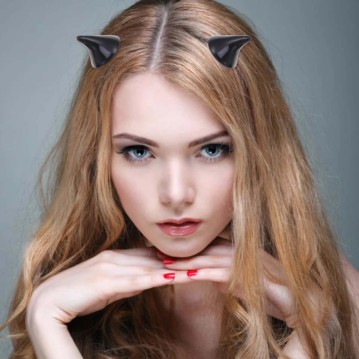 

4Pcs Black Devil Horn Hair Clips Fabric Metal Durable Lightweight Halloween Party Kids Hairpins Devil Horn Hair Clips