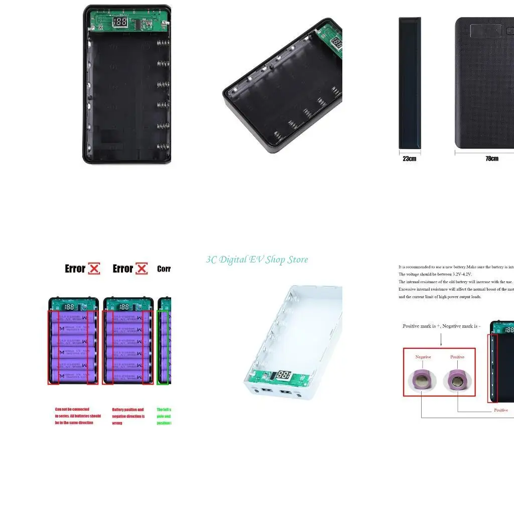 E74D ЖК -дисплей DIY 6x18650 Батарея для банка питания корпуса для портативной оболочки E74D ЖК -дисплей DIY 6x18650 Батарея для банка питания корпуса для портативной оболочки