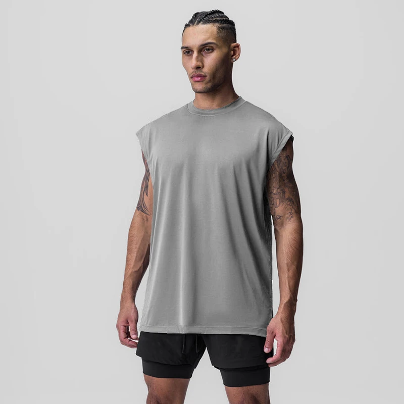 Muscle Guys Gym Bodybuilding Muscle Tank Tops Mesh Breathable Quick Dry Cool Sleeveless Shirt Mens Fitness Sport Loose Singlets