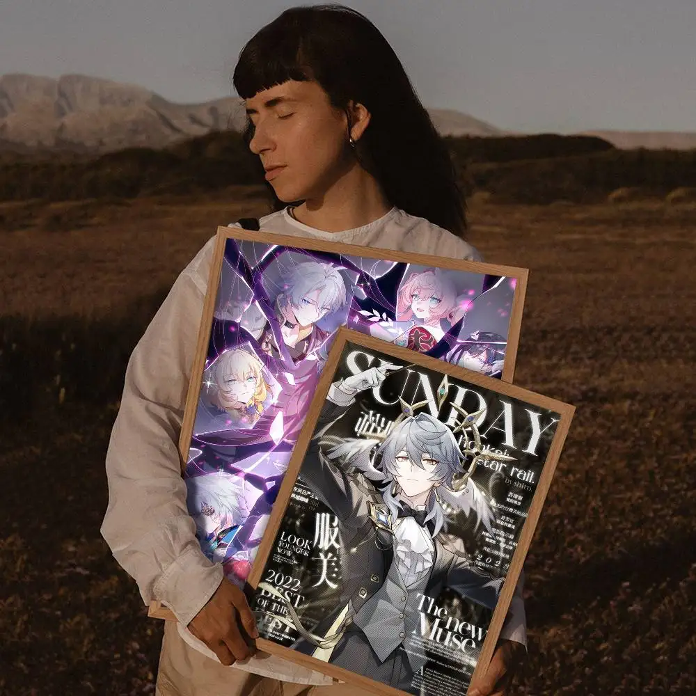 Honkai Game S-Star R-Rail Anime Posters Sticky Whitepaper Sticker DIY Room Bar Cafe Kawaii Room Decor