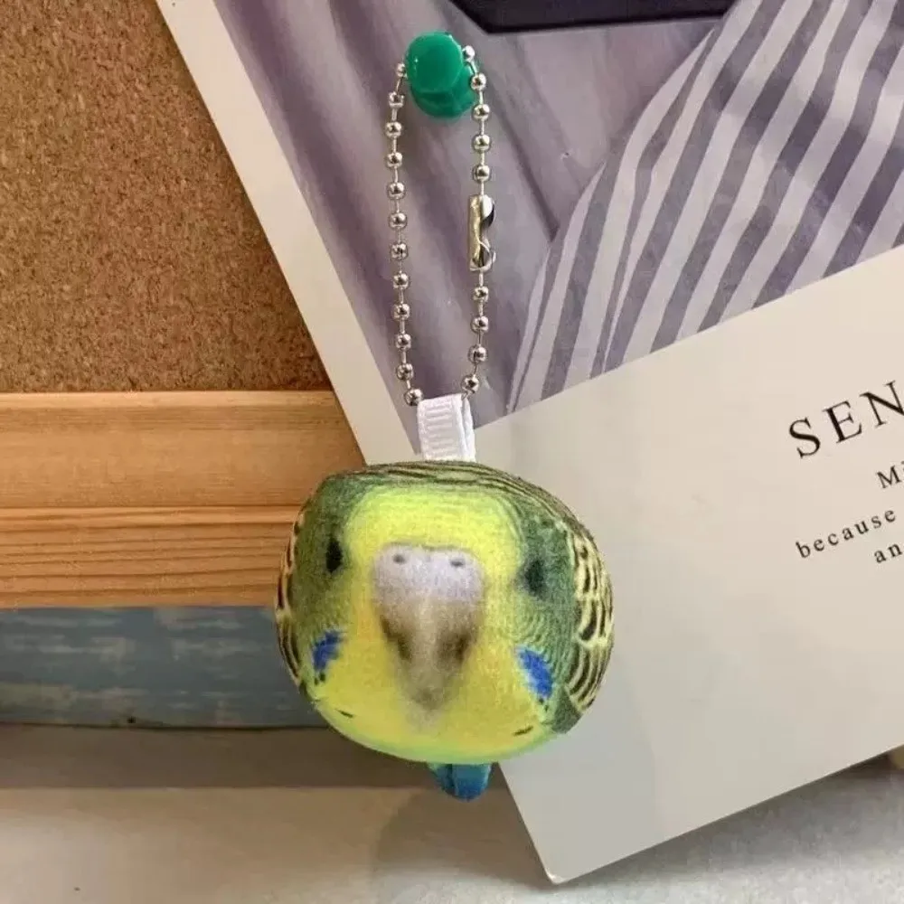 Bag Charm Plush Parrot Keychain Simulation Hanging Keyring Square Parrot Pendant Kawaii Soft Mini Parrot Cube Plush Keychain