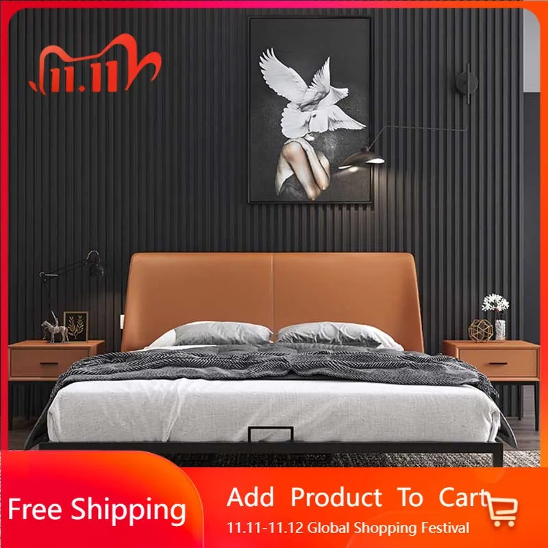 

Учебное изголовье, двуспальная кровать, дизайнерская скандинавская элитная полноразмерная двуспальная кровать, домашняя королева, ленивый сон, витрина, мебель для заднего двора