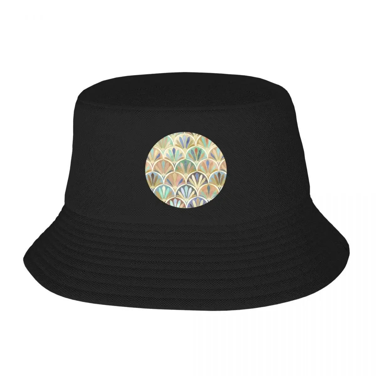 New Autumn Neutrals Vintage Twenties Art Deco Pattern Bucket Hat Big Size Hat Hood Fluffy Hat Golf Wear Men's Cap Women's