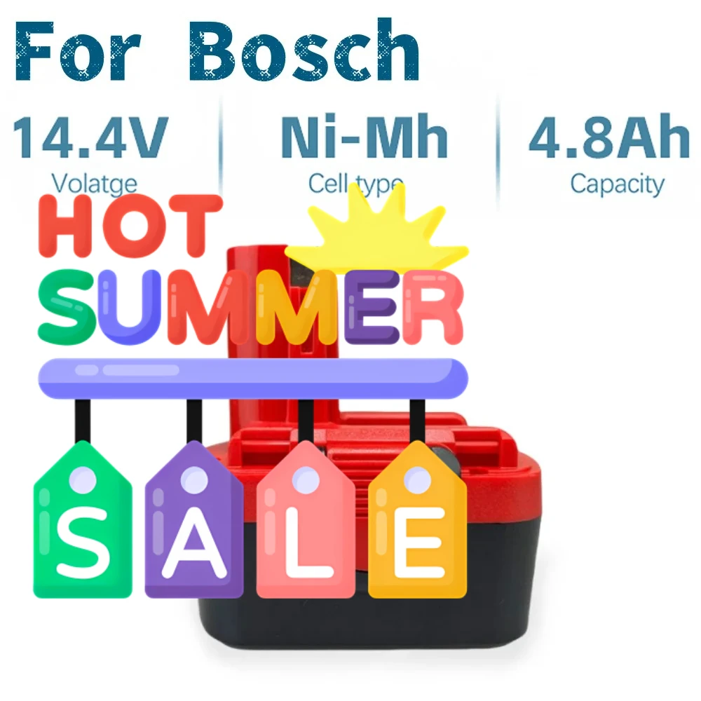 For Bosch 14.4V 4800mAh Ni-MH Rechargeable Power Tool Battery For Bosch BAT038 15614 1661 1661K 22614 23614 32614 33614