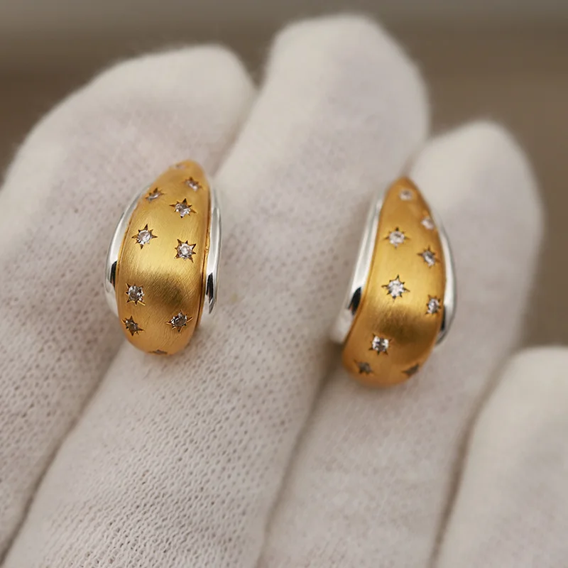 جديد البصر تصميم فاخر كريستال ستار وأقراط للنساء أزياء العلامة التجارية مجوهرات أقراط معدنية Waterdrop