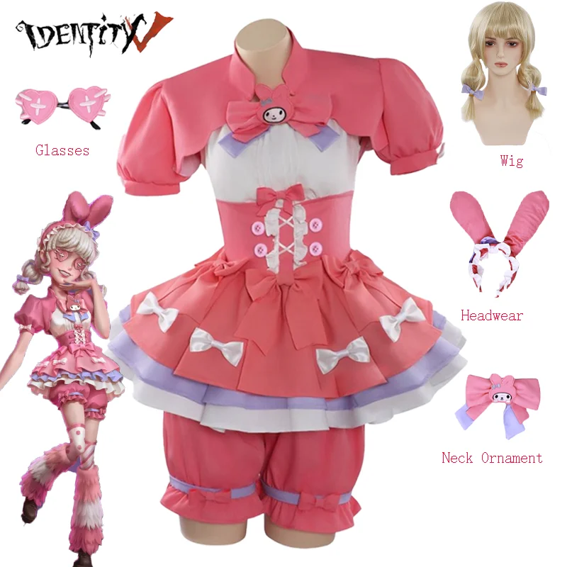 Game Identity V Lily Barriere Cosplay Costume Cheerleader Pink Dress Wig Party Role Play Carnival Uniform Suit Halloween Women