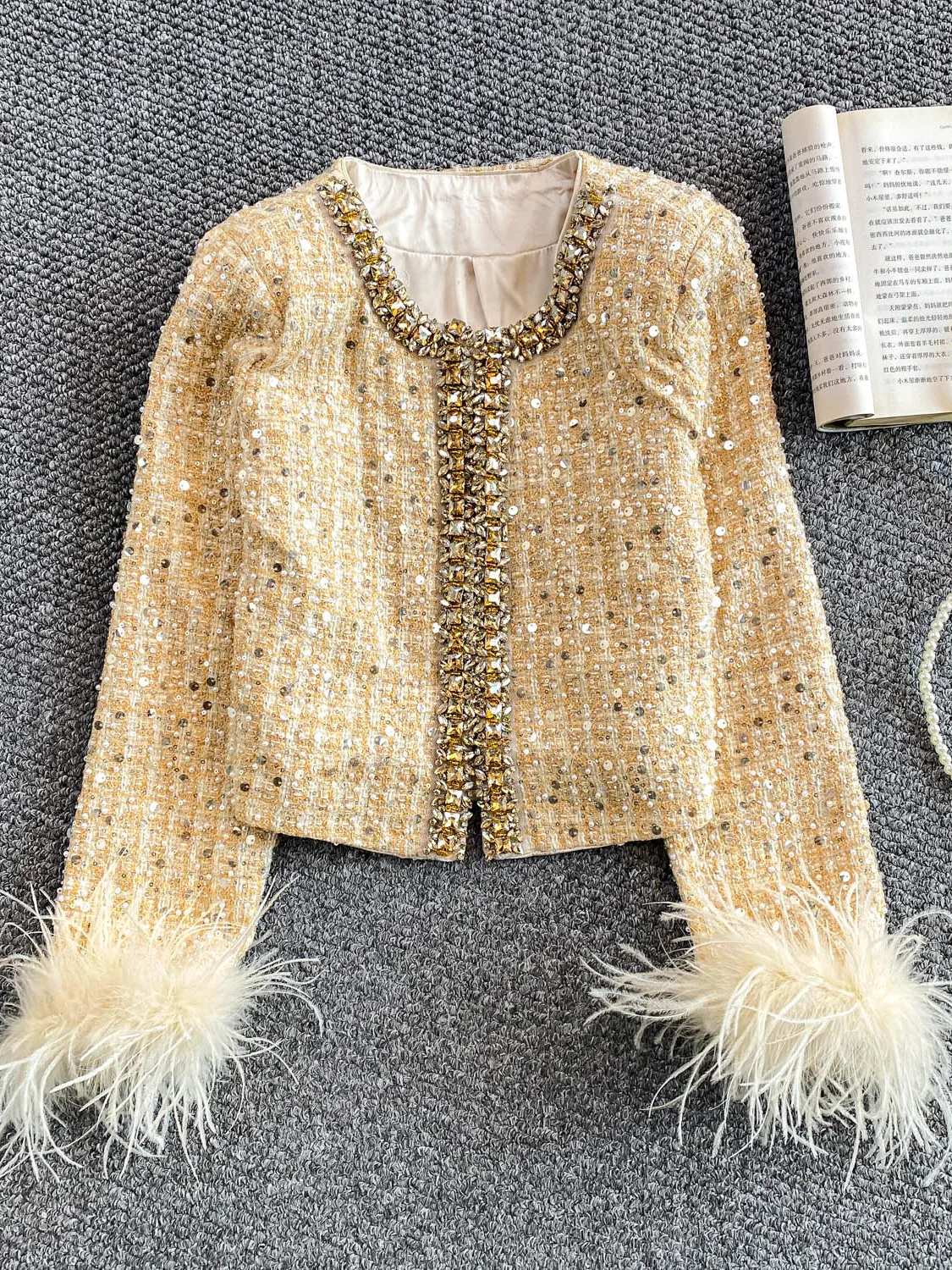 

Ele European Sle из бисера Long Sve женская джаета роскошная лоскутная верхняя одежда с блестками и тяжелыми украшениями пальто