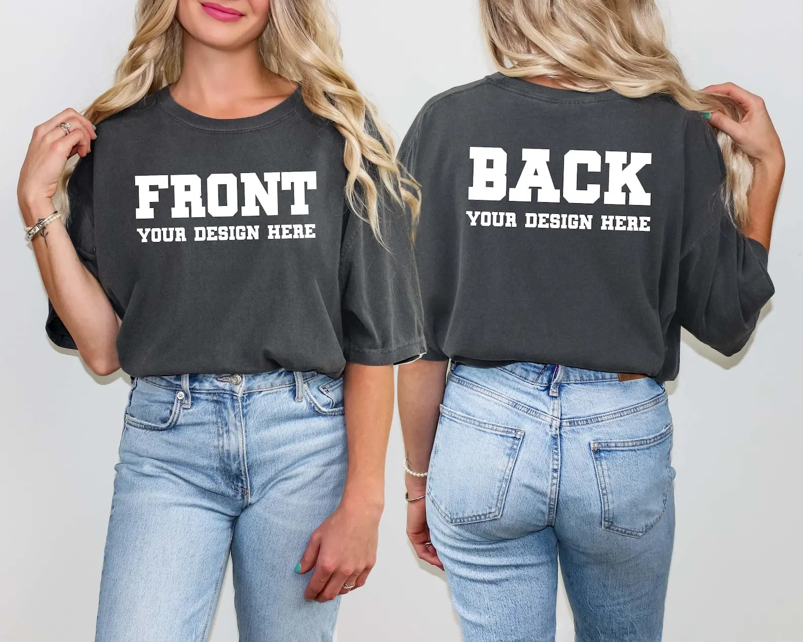 

Front and Back Custom Text Slogn Shirt with Print Women Personalized Name T-Shirt Couple Team Class Personalized Present Shirt