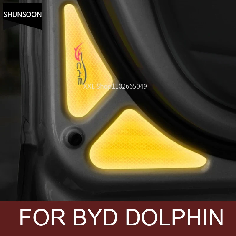 8pcs Car Door Sticker Decal Safety Mark Warning Tape Reflective Strip For BYD Dolphin Atto 2 Car Reflective Sticker Accessories