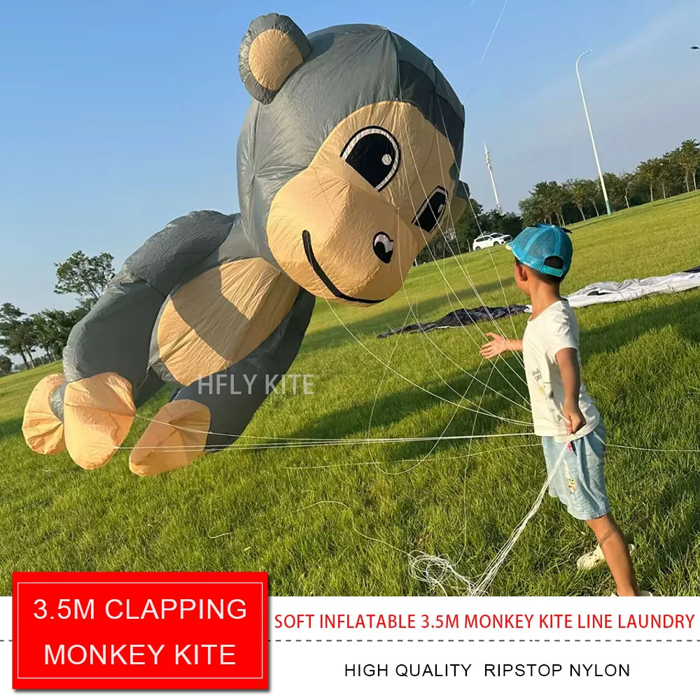 HFLY 신제품 3.5m 박수하는 원숭이 연줄 세탁물 성인용 고품질 립스탑 나일론 부드러운 동물 쇼 연 펜던트