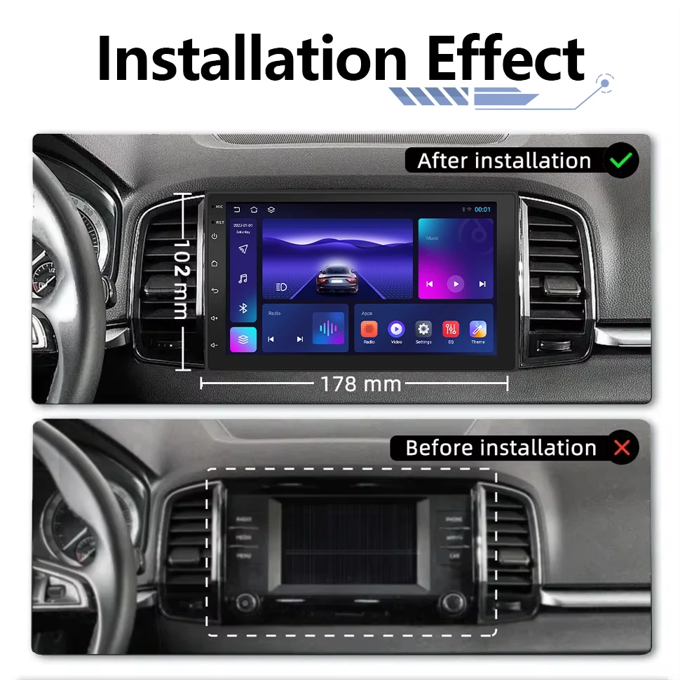 العالمي 7 9 10 بوصة مشغل وسائط متعددة لتحديد المواقع واي فاي اللاسلكية CarPlay أندرويد السيارات أندرويد 13 2 الدين راديو FM مشغل استقبال ستيريو