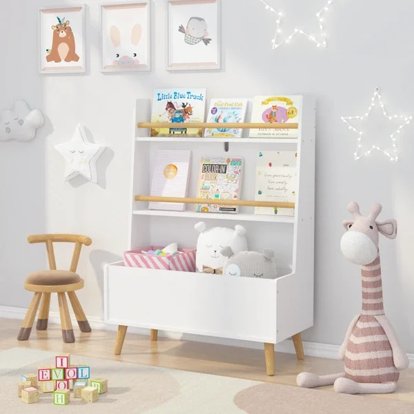 

Kids Bookshelf, Book and Magazine Rack, Book Organizer, toy Storage Cabinet Organizer, White