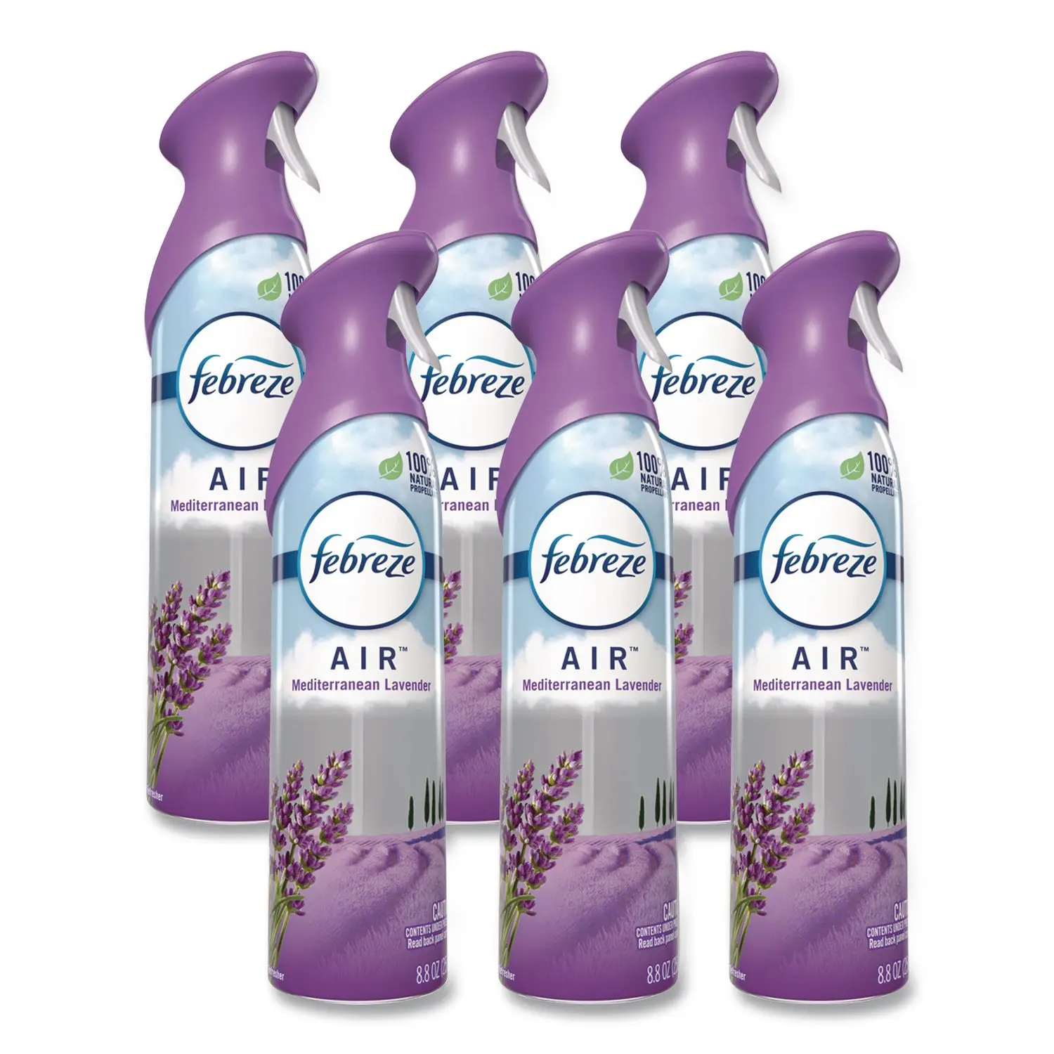 

Набор из 6 аэрозольных баллонов Febreze AIR с ароматом средиземноморской лаванды, 8,8 унций
