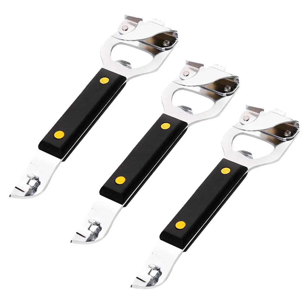 

3 Pcs Turn Open Multifunctional Chrome Camper Bottle Opener Jar Beer Lid Stainless Steel Can Comfortable