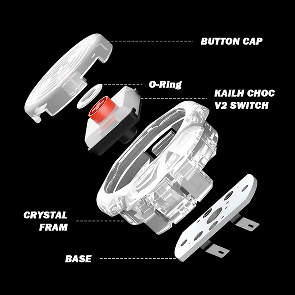 Crystal Buckle Buttons Cap For Hitbox Arcade Controller Mechanical Keycap Ultra-slim Low Profile Buckle Button for Hitbox Arcade