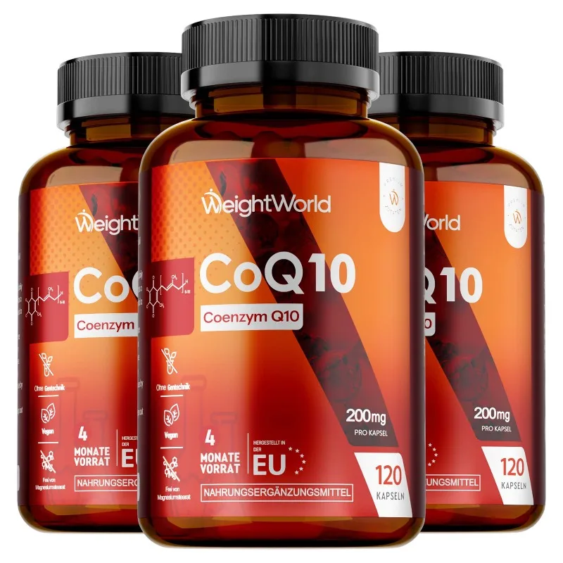 3 Bottles Coenzyme Q10 Capsules - High Absorption, Promotes Brain, Heart and Blood Vessel Health, Support Cellular Energy