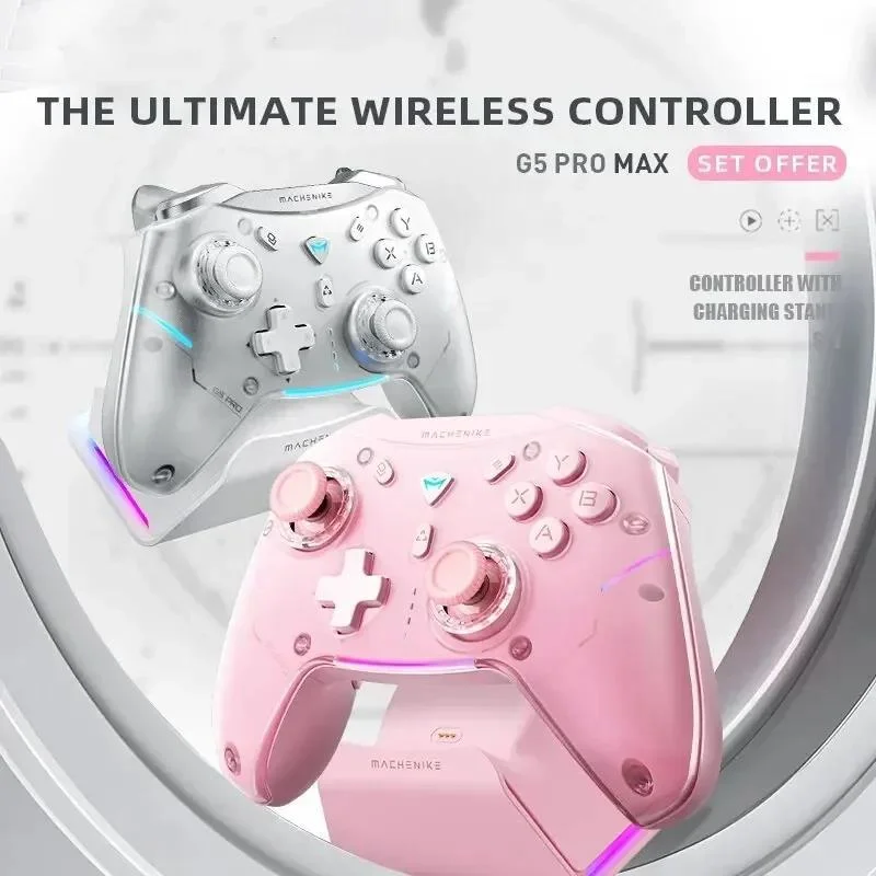 

Makenike G5 Pro Max Gaming Controller With Charging Dock RGB Wireless Gamepad Hall Effect Joystick Trigger For Switch PC Phone