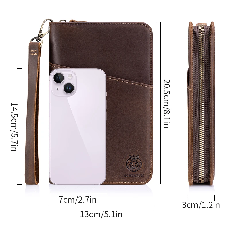 Large Capacity Genuine Leather Passport Holder Travel Passport Wallet Vintage Bifold Passport Case RFID Blocking Card Holder