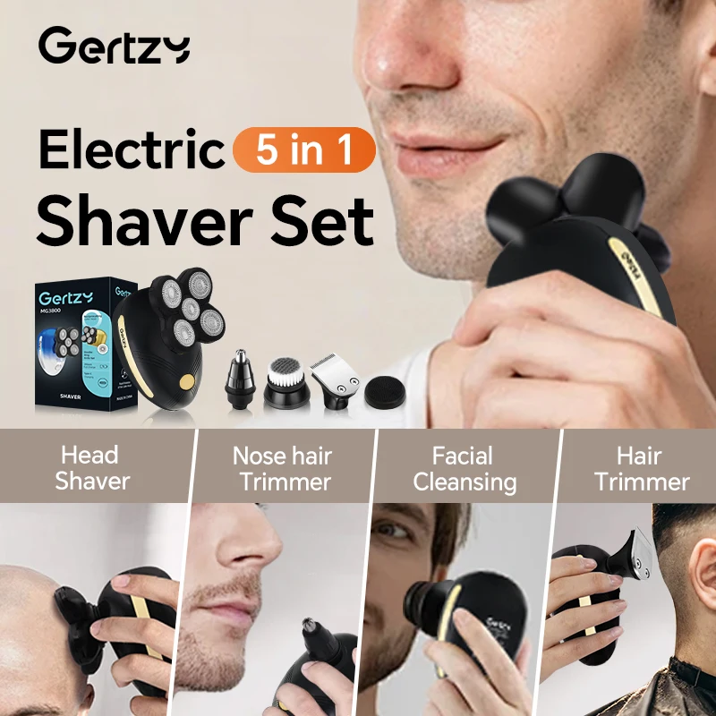 5-in-1 elektrisch scheerapparaat voor heren met 5 roterende mesjes, opladen via USB, multifunctionele persoonlijke schoonheidsset