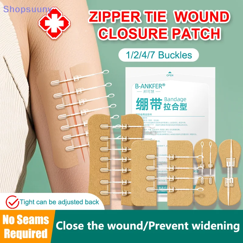 [SU]Zipper Tie Wound Closure Patch Hemostatic Patch Wound Fast Without Suture Zipper Outdoor Band-Aid Portable Quick Clot Wound