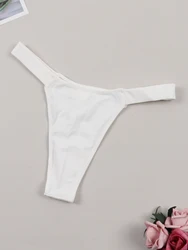 Women's Low Waisted Breathable White Thong Summer Minimalist Underpants Underwear