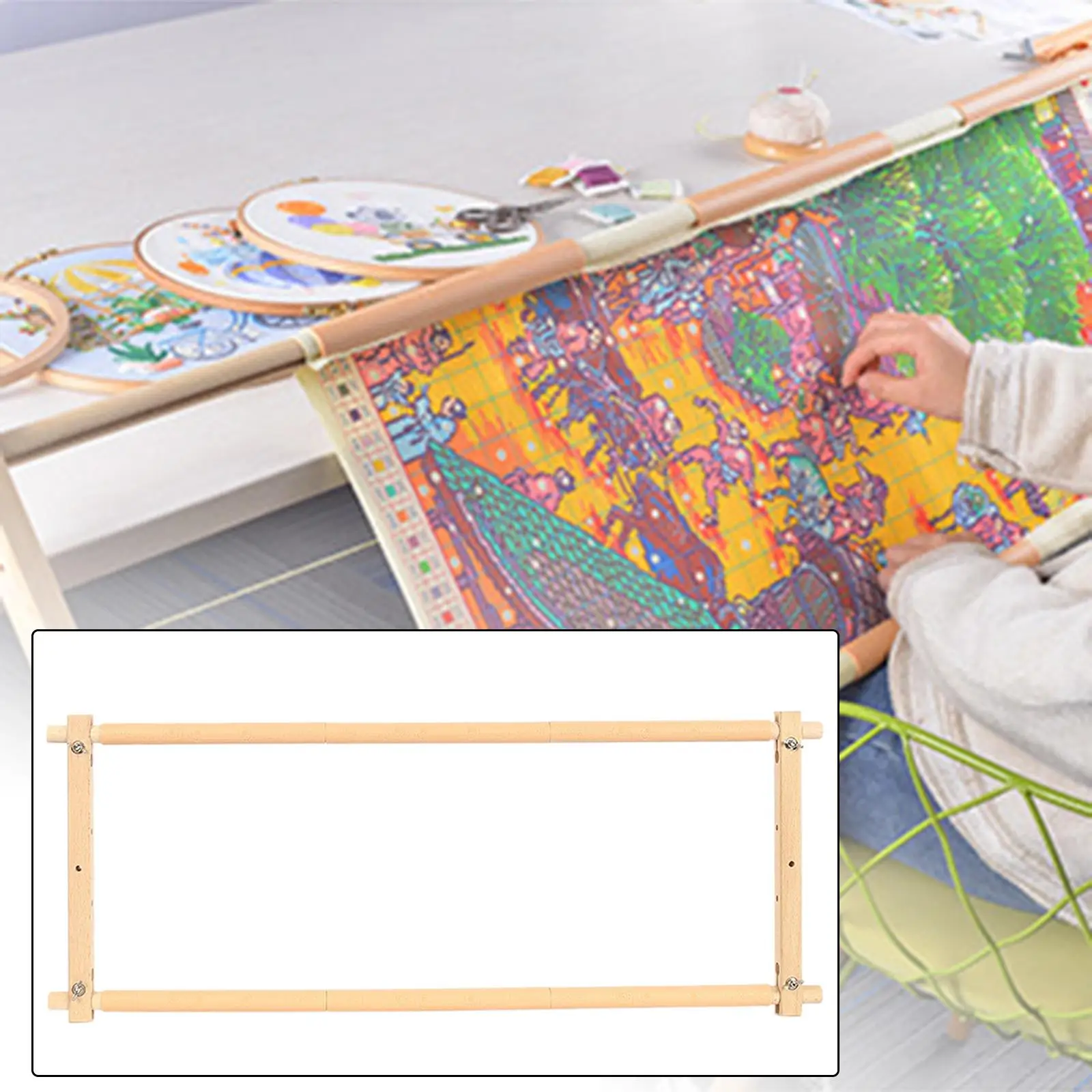 Embroidery Tapestry Frame Solid Wood Household Sewing Tool Easy to Use Handmade Embroidery Craft Quilting Frame Embroidery Frame