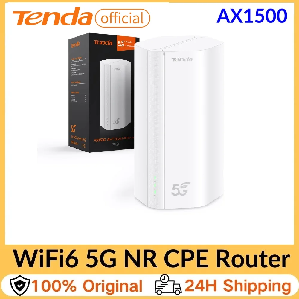 

Unlocked Tenda 5G01 Wi-Fi 6 AX1500 CPE 5G 4G LTE Router with SIM Slot 2.4/5Ghz Dual-Mode NSA/SA Wireless Modem for Home Business