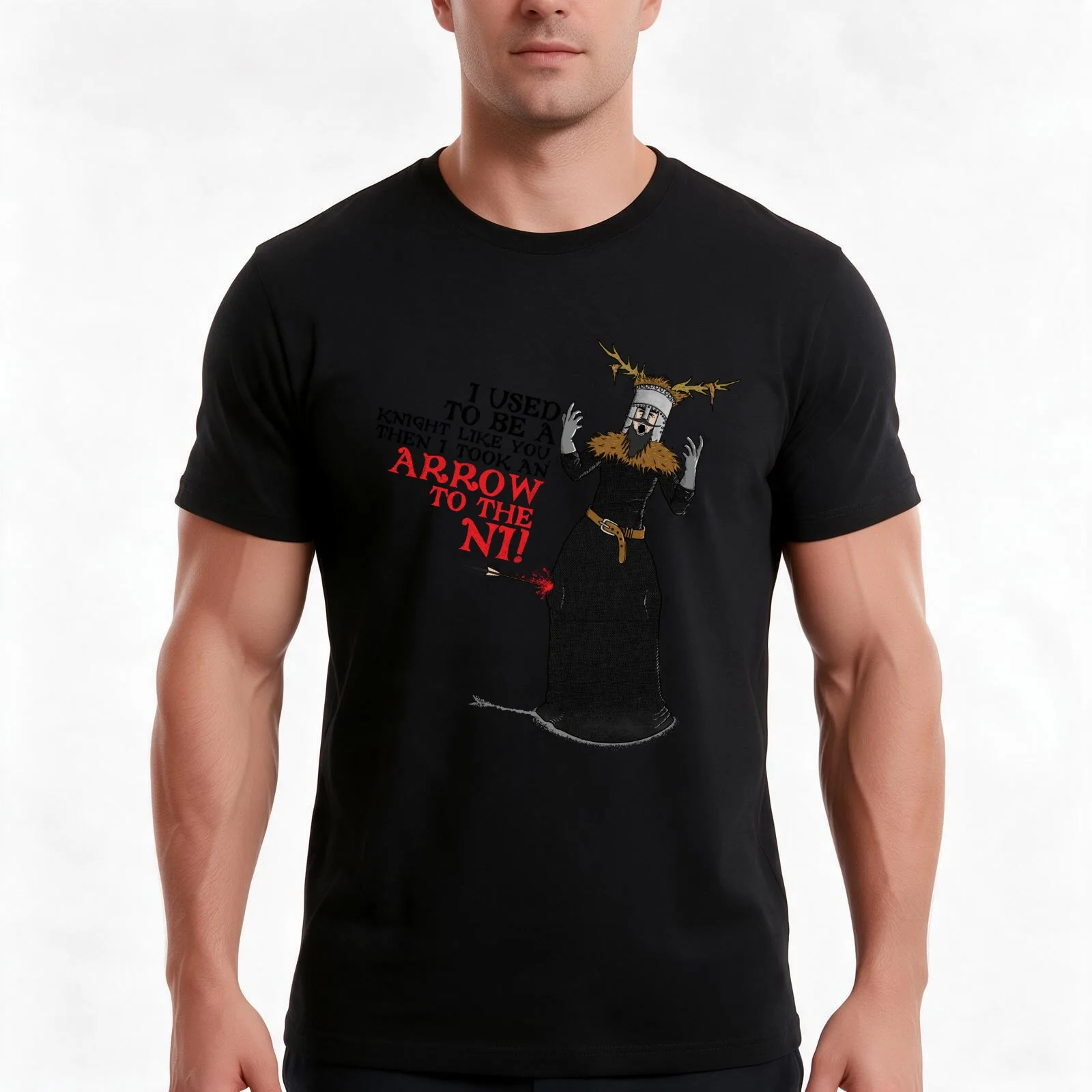 Arrow To The Ni!! T-Shirt, Summer Casual Cotton Tee, Oversized Streetwear Tops, Vintage Graphic Print, Loose Fit Short Sleeve