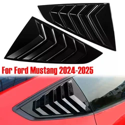 For Ford Mustang 2024 2025 Car Rear Louver Window Side Shutter Cover Trim Sticker Vent Scoop ABS Carbon Fiber Black Accessories